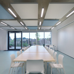 Stereo acoustic panels suspended in clusters | Schalldämpfende Objekte | Texaa®