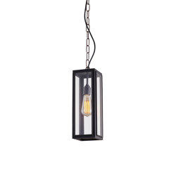 7649 Narrow Box Pendant, External Glass, Weathered Brass, Clear | Suspensions | Original BTC