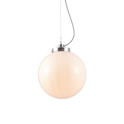 Large Globe, Opal and chrome with black & white braided cable | Suspended lights | Original BTC