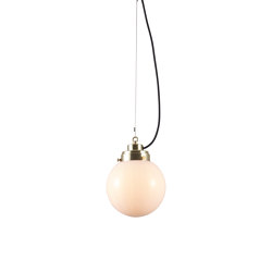 Small Globe, Opal and brass with black braided cable | Suspended lights | Original BTC