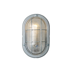 Oval Aluminium Bulkhead, with Guard for GLS Painted Silver | Wall lights | Original BTC