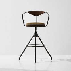 Akron Bar Stool With Backrest & Leather Seat |  | District Eight