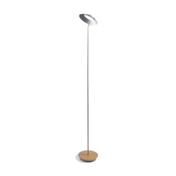Royyo Floor Lamp, Silver Body, White Oak base plate | Free-standing lights | Koncept