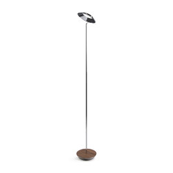 Royyo Floor Lamp, Chrome Body, Oiled Walnut base plate | Free-standing lights | Koncept