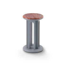 Arcolor Small Table 30 - Version with grey RAL 7036 lacquered Base and Travertino rosso Top | Mesas auxiliares | ARFLEX