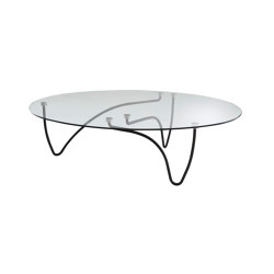 Rythme | Oval Occasional Table Clear Glass Top Black Lacquered Base | Coffee tables | Ligne Roset