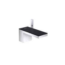 AXOR MyEdition Single lever basin mixer 70 with push-open waste set | Chrome & Black Glass | Wash basin taps | AXOR