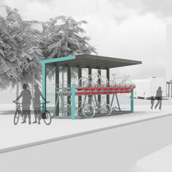 aureo velo | Shelter with two-tier bicycle parking | Compact bicycle parking | mmcité