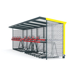 aureo velo | Shelter with two-tier bicycle parking | Compact bicycle parking | mmcité