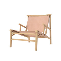 Samurai lounge chair in natural solid oak and leather