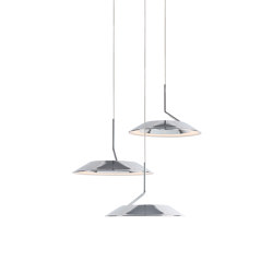 Royyo Pendant (Circular with 3 pendants), Chrome, Matte White Canopy | Suspended lights | Koncept