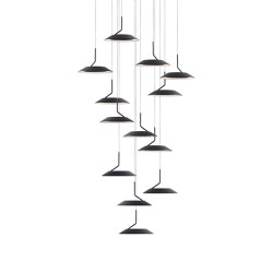 Royyo Pendant (Circular with 13 pendants), Matte Black, Matte Black Canopy | Suspended lights | Koncept