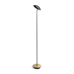 Royyo Floor Lamp, Matte Black Body, Brushed Brass base plate | Free-standing lights | Koncept