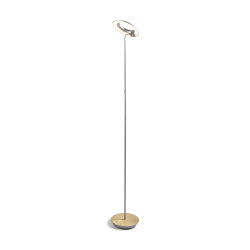 Royyo Floor Lamp, Silver Body, Brushed Brass base plate | Free-standing lights | Koncept