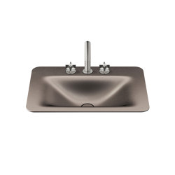 BASINS | 660 mm countertop washbasin for 3-hole basin mixer | Shagreen Dark Metallic | Wash basins | Armani Roca