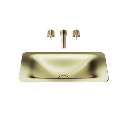 BASINS | 660 mm countertop washbasin for wall-mounted basin mixer | Shagreen Matt Gold | Wash basins | Armani Roca