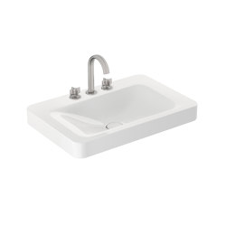 BASINS | 750 mm wall-hung or pedestal washbasin for 3-hole basin mixer | Glossy White | Wash basins | Armani Roca