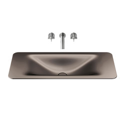 BASINS | 900 mm countertop washbasin for wall-mounted basin mixer | Dark Metallic | Wash basins | Armani Roca