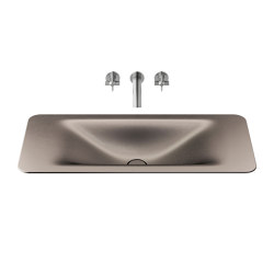 BASINS | 900 mm countertop washbasin for wall-mounted basin mixer | Shagreen Dark Metallic | Wash basins | Armani Roca