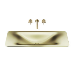BASINS | 900 mm countertop washbasin for wall-mounted basin mixer | Shagreen Matt Gold | Wash basins | Armani Roca