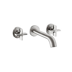 FAUCETS | 3-hole built-in basin mixer with 230 mm spout | Brushed Steel | Wash basin taps | Armani Roca