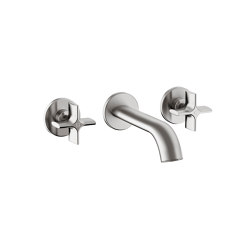 FAUCETS | 3-hole built-in basin mixer with 180 mm spout | Brushed Steel | Wash basin taps | Armani Roca