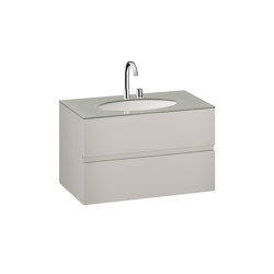 FURNITURE | 1000 mm Furniture with upper and lower drawer for single 670 mm under-counter washbasin | Silver | Bathroom furniture | Armani Roca
