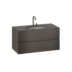 FURNITURE | 1200 mm Furniture with upper and lower drawer for single 670 mm under-counter washbasin | Nero | Armarios lavabo | Armani Roca