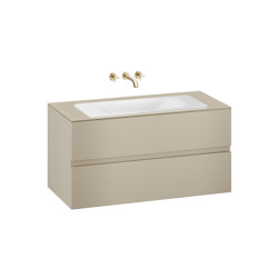 FURNITURE | 1200 mm wall-hung furniture for  countertop washbasin and wall-mounted basin mixer | Greige | Vanity units | Armani Roca