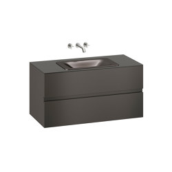 FURNITURE | 1200 mm wall-hung furniture for  countertop washbasin and wall-mounted basin mixer | Nero | Bathroom furniture | Armani Roca