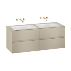FURNITURE | 1550 mm wall-hung furniture for  2 countertop washbasins and wall-mounted basin mixers | Greige | Waschtischunterschränke | Armani Roca
