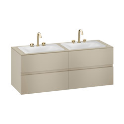 FURNITURE | 1550 mm wall-hung furniture for 2 countertop washbasins and deck-mounted basin mixers | Greige |  | Armani Roca