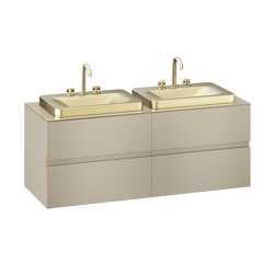 FURNITURE | 1550 mm wall-hung furniture for 2 over countertop washbasins and deck-mounted basin mixers | Greige | Waschtischunterschränke | Armani Roca