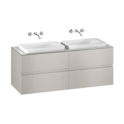 FURNITURE | 1550 mm wall-hung furniture for 2 over countertop washbasins and wall-mounted basin mixers | Silver | Bathroom furniture | Armani Roca