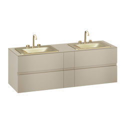 FURNITURE | 1800 mm wall-hung furniture for 2 countertop washbasins and deck-mounted basin mixers | Greige | Vanity units | Armani Roca