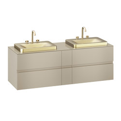 FURNITURE | 1800 mm wall-hung furniture for 2 over countertop washbasins and deck-mounted basin mixers | Greige | Bathroom furniture | Armani Roca