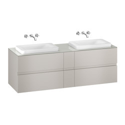 FURNITURE | 1800 mm wall-hung furniture for 2 over countertop washbasins and wall-mounted basin mixers | Silver |  | Armani Roca