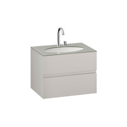 FURNITURE | 820 mm Furniture with upper and lower drawer for single 670 mm under-counter washbasin | Silver |  | Armani Roca