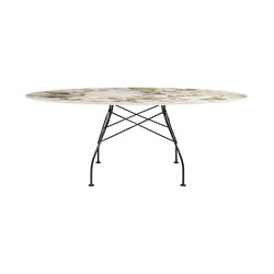 Glossy Marble Oval Symphonie Structure: Acier Peint Noir Mat | Tables de repas | Kartell