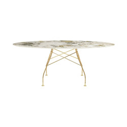 GLOSSY marble oval SYMPHONIE STRUCTURE: GOLD CHROME STEEL | Dining tables | Kartell