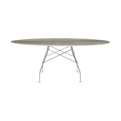 GLOSSY Marble Oval TROPICAL GREY STRUCTURE: CHROME STEEL | Esstische | Kartell