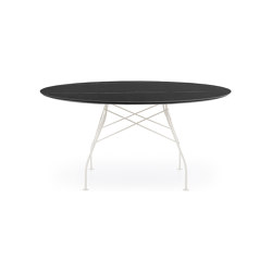 Glossy XXL Black Marble Structure: Weiß Stahl | Esstische | Kartell