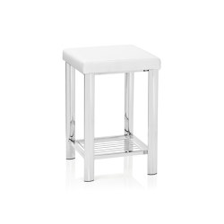 Stools | Tabouret Similcuir Bl/Chr 30X30X48 | Seat upholstered | Andrea House