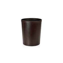 Paper Bins | Rnd. Brow. Leather Eff. Paper Bin Ø24X29 | Living room / Office accessories | Andrea House