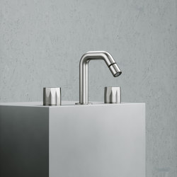 Hb | Gruppo 2 rubinetti d’arresto con bocca erogazione orientabile in acciaio inossidabile | Rubinetteria bidet | Quadrodesign