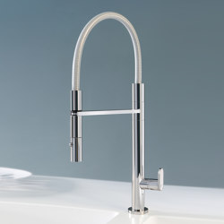 Kitchen Brass | Kitchen mixer with grey flexible hose, two-jets
chromed handshower. | Kitchen taps | Quadrodesign