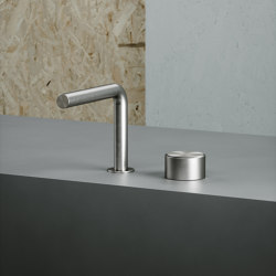 Stereo | Stainless steel Two-hole hydroprogressive mixer with spout | Rubinetteria lavabi | Quadrodesign