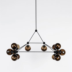 Modo Chandelier - Rectangle, 14 Globes (Black/Smoke) | Pendelleuchten | Roll & Hill