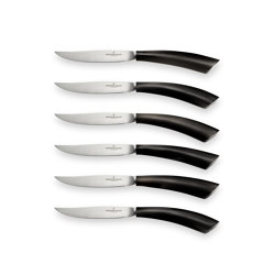 PROFESSIONAL KNIVES | SET WITH BLACK BUFFALO HORN HANDLES | Cutlery | Officine Gullo