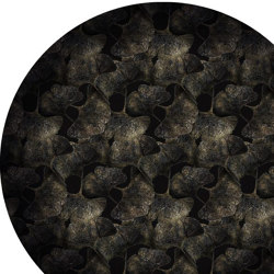 Ginko | Leaf Black Round | Rugs | moooi carpets